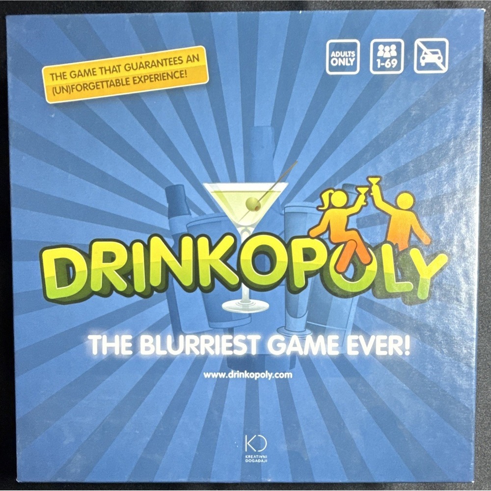 KREATIVNI DOGAĐAJI LTD DRINKOPOLY DRINKING BOARD GAME ADULTS ONLY COMPLETE